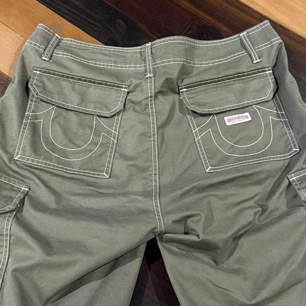 TRUE RELIGION‎ Men's Cargo Pants Green Chino Style RN# 112790 Slacks Size 33x32